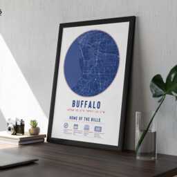 Buffalo Bills Stadium Unique Map Print Framed Gift - For Him Dad Brother Granddad Uncle American Football Poster Decor Stylish - thumbnail 3