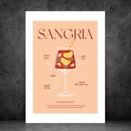Sangria Peach Cocktail Art Print Poster - Party Signature Drink Sign Wall Decor Minimalist Elegant Retro Gift A5 A4 A3 - thumbnail 3