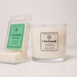 Dark Cedar Affirmation Candle - I Am Enough Candle - Hand-Poured Coconut Wax Masculine Home Decor - thumbnail 2