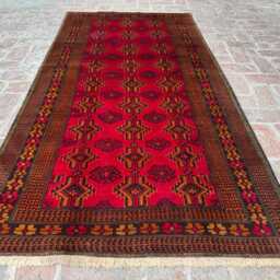 4x8 Vintage Afghan Wool Rug - Hand-Knotted Red Tribal Design Carpet Authentic Oriental Area Accent For Living Room, Bedroom Or Office - thumbnail 2
