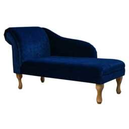Navy Strie Velvet Chaise Longue - Indoor Sofa Lounger Handmade in Britain - thumbnail 2