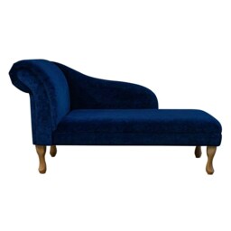Navy Strie Velvet Chaise Longue - Indoor Sofa Lounger Handmade in Britain - thumbnail 3