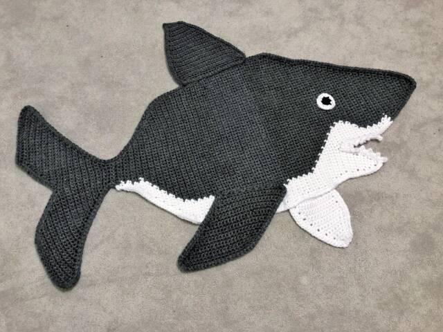 Hand Crocheted Shark Rug