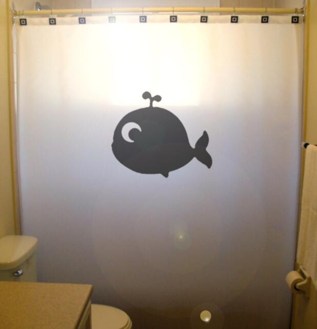 Cute Baby Whale Shower Curtain, Kids Bathroom Decor, Customizable - image 1