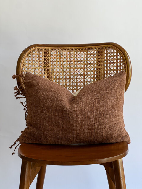Brown Tribal Hemp Hand Woven Natural Dye Color Pillow Cover - image 1