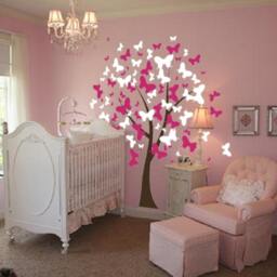 Large Wall Tree Baby Nursery Decal Butterfly Cherry Blossom 1140 - 6 Feet Tall - thumbnail 2