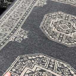 2.6x10 Black 3 Ply Handmade Bokhara Runner Rug - Hallway Stairs Carpet, Extra Thick Pile - thumbnail 4