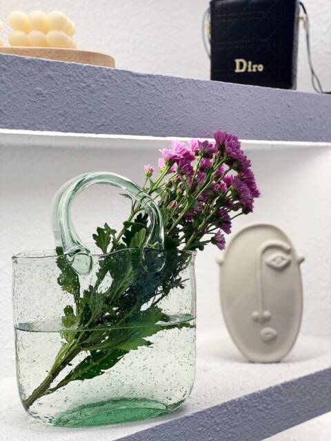 Glass Tote Bag Vase, Flower Vase Fish Tank, Plant Stand, Holder, Scandinavian Decor, Housewarming Gift - image 1