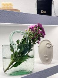 Glass Tote Bag Vase, Flower Vase Fish Tank, Plant Stand, Holder, Scandinavian Decor, Housewarming Gift - thumbnail 1
