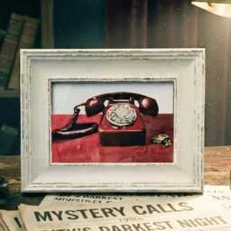 Dial Tone Mini Print 17x12cm - White Rustic Frame - Retro Telephone Wall Art, Gift For Vintage Lovers - thumbnail 2