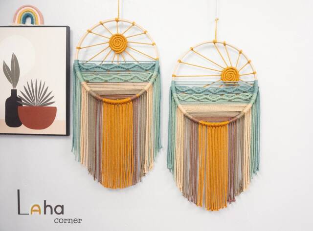 Macrame Sun Dreamcatcher Boho Nursery Wall Hanging - image 1