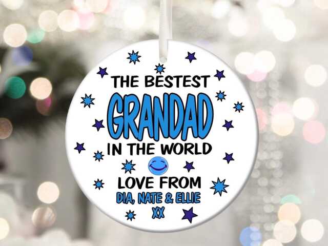Best Grandad in The World Personalised Christmas Bauble Funny Gift Present Keepsake Novelty Tree Xmas For Him