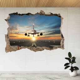Airplane Landing Airport Runway 3D Smashed View Wall Sticker Poster Decal A819 - thumbnail 2