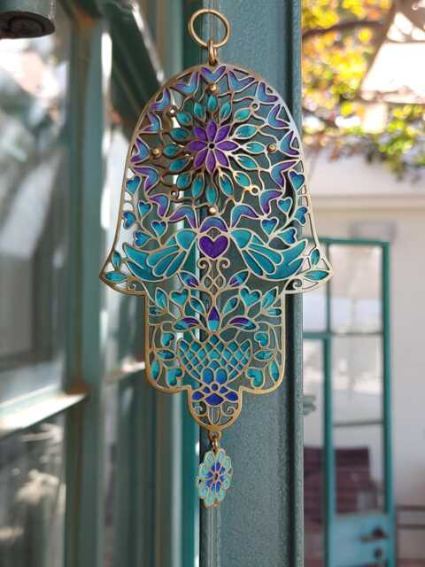 Hamsa Art - Hand Of Fatima, Judaica Wedding Gift - image 1
