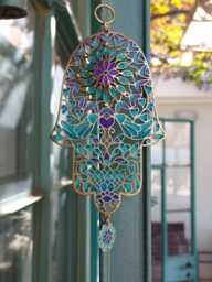 Hamsa Art - Hand Of Fatima, Judaica Wedding Gift - thumbnail 1