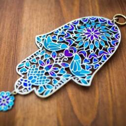Hamsa Art - Hand Of Fatima, Judaica Wedding Gift - thumbnail 3