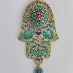 Hamsa Art - Hand Of Fatima, Judaica Wedding Gift - thumbnail 2