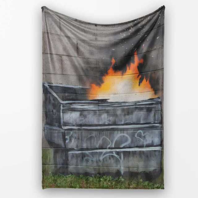 Burning Metal Skip Orange Flame Urban Graffiti, Lightweight Warm Gift, Comfortable Everyday Use - Super Soft Fleece Blanket Bed Sofa Throw - image 1