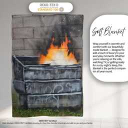 Burning Metal Skip Orange Flame Urban Graffiti, Lightweight Warm Gift, Comfortable Everyday Use - Super Soft Fleece Blanket Bed Sofa Throw - thumbnail 3