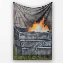 Burning Metal Skip Orange Flame Urban Graffiti, Lightweight Warm Gift, Comfortable Everyday Use - Super Soft Fleece Blanket Bed Sofa Throw - thumbnail 1