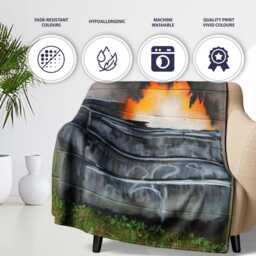 Burning Metal Skip Orange Flame Urban Graffiti, Lightweight Warm Gift, Comfortable Everyday Use - Super Soft Fleece Blanket Bed Sofa Throw - thumbnail 2