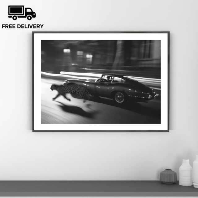 Vintage Classic Car Print, Porsche 911 Cheetah Coast, Fine Art Photography Wall Art, Museum Quality Black & White Poster - image 1