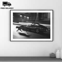 Vintage Classic Car Print, Porsche 911 Cheetah Coast, Fine Art Photography Wall Art, Museum Quality Black & White Poster - thumbnail 1
