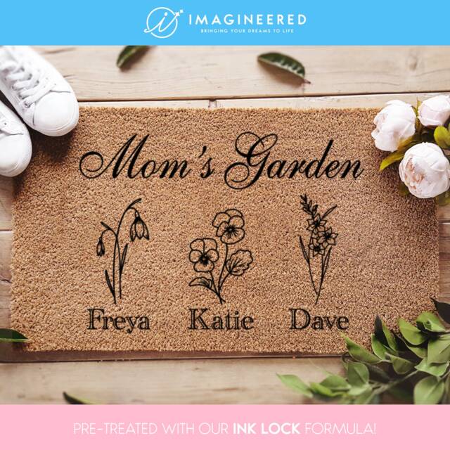 Mom's Garden Birth Flower, Personalized Mother's Day Gift, Month, Custom Gift For Grandma, Rug - image 1