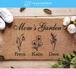 Mom's Garden Birth Flower, Personalized Mother's Day Gift, Month, Custom Gift For Grandma, Rug