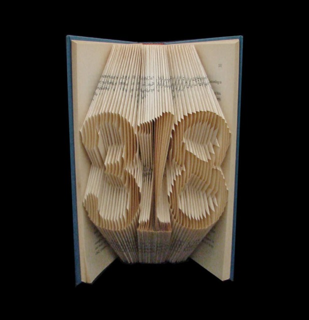 318 Number 3 Digit Special Lucky Folded-Book Art Sculpture - image 1