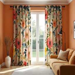 Vibrant Red & Yellow Floral Curtains, Boho Chic Window Treatment, Spring Theme Flower Drapes, Living Room & Bedroom Decor - thumbnail 2
