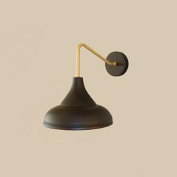 Black & Brass Mid Century Modern Vanity Wall Lamp - Minimalist Industrial Art Decor - thumbnail 1