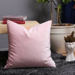 Baby Pink Velvet Pillow Cover - Solid Decorative Pink Pillow Cushion Cover Light Lumbar - thumbnail 1