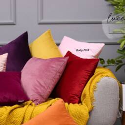 Baby Pink Velvet Pillow Cover - Solid Decorative Pink Pillow Cushion Cover Light Lumbar - thumbnail 2