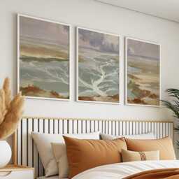 River Delta Trio, Coastal Wetland Wall Art Set - thumbnail 3