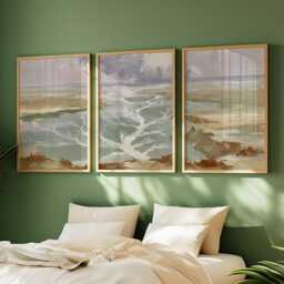 River Delta Trio, Coastal Wetland Wall Art Set - thumbnail 2