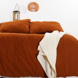 Handmade Rust Linen Duvet Cover Set Softened Cotton Bedding - thumbnail 3