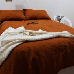 Handmade Rust Linen Duvet Cover Set Softened Cotton Bedding - thumbnail 2