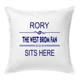Personalised Football Cushion - West Brom Fan Sits Here - thumbnail 1