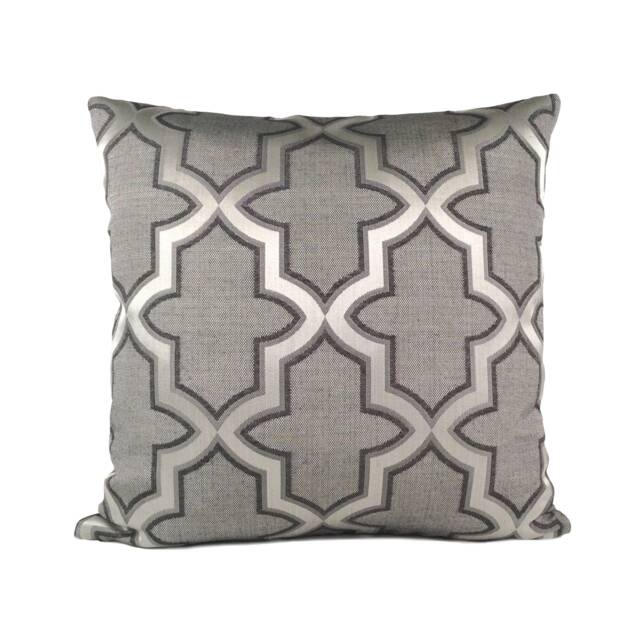Silver Gray Decorative Throw Pillow Cover, Boutique Cushion Covers, Satin Blend Accent Moroccan Pattern Pillowcase, Modern Farmhouse Decor - image 1