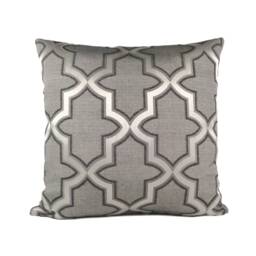 Silver Gray Decorative Throw Pillow Cover, Boutique Cushion Covers, Satin Blend Accent Moroccan Pattern Pillowcase, Modern Farmhouse Decor