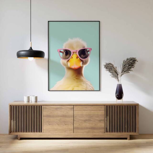 Duck Print, Poster, Funny D??cor, Animal Wall Art, Large in Sunglasses Modern D??cor - image 1