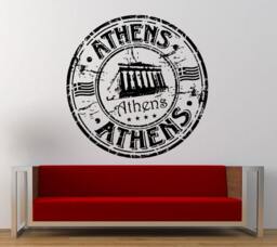 Athens Stamp Wall Decal Sticker Vinyl Mural Leaving Bedroom Room Home Decor Free Shipping L345 - thumbnail 1