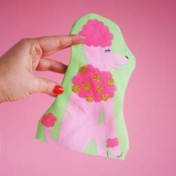 Christmas Tree Topper - Handmade Fabric Kitsch Pink Poodle - thumbnail 2