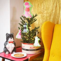 Christmas Tree Topper - Handmade Fabric Kitsch Pink Poodle - thumbnail 4