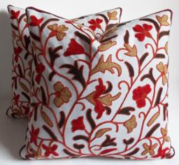 Set Of 2 Suzani Pillow Covers Embroidered Floral Throw Pillows - 18x18'' - thumbnail 1