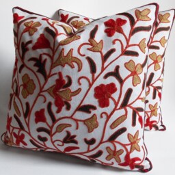 Set Of 2 Suzani Pillow Covers Embroidered Floral Throw Pillows - 18x18'' - thumbnail 3