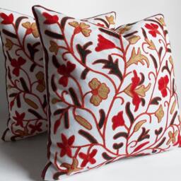 Set Of 2 Suzani Pillow Covers Embroidered Floral Throw Pillows - 18x18'' - thumbnail 2