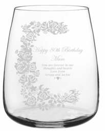 Personalised Rose Vase 18cm Clear Crystal Glass Vase With Rose Frieze Design & Your Message - thumbnail 1
