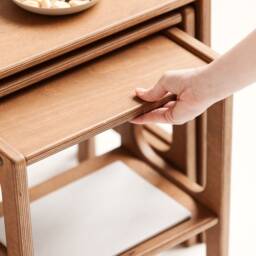 Handmade Wooden Nesting Coffee Table Set Mid-Century Modern Furniture, Vintage Coffee Table - thumbnail 3